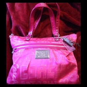 Coach Poppy Glam Story Patch XL Tote Pink Like New